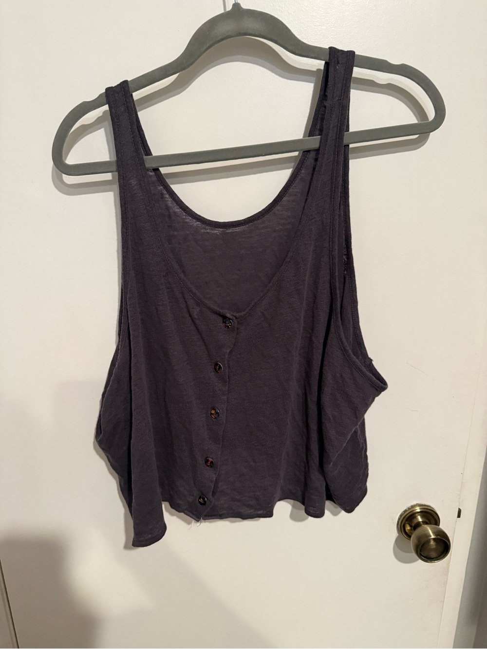 Women’s Dark Gray Button-Front Tank Top